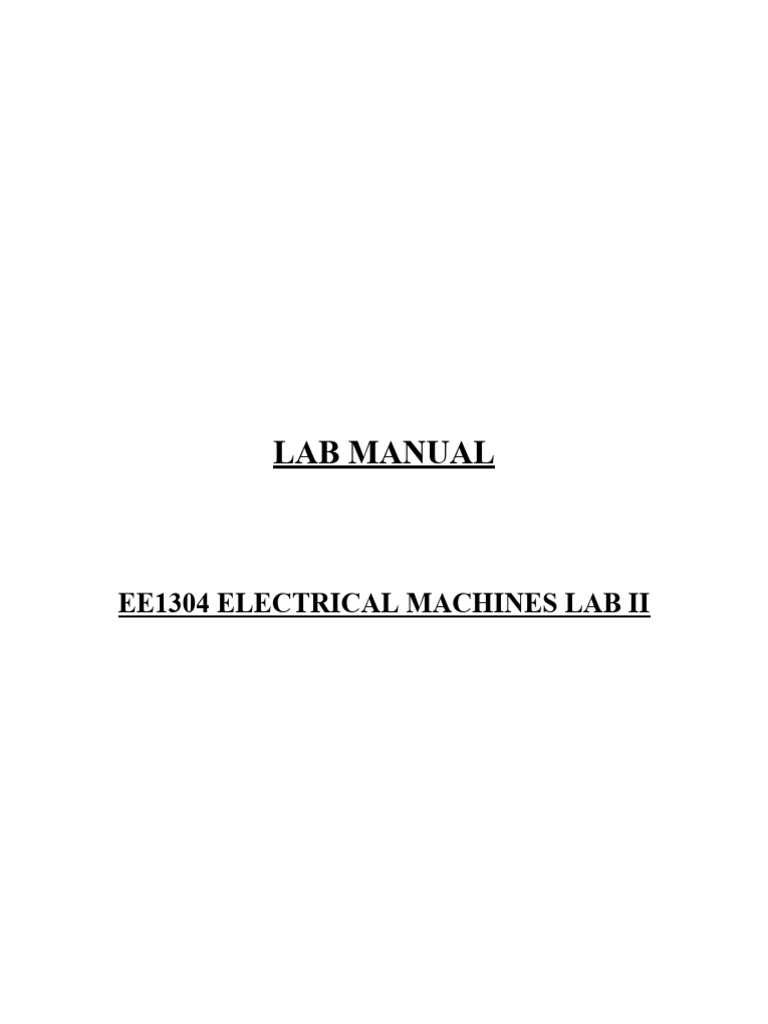 Electrical Machines Lab Ii Manual Pdf Electric Motor Voltage