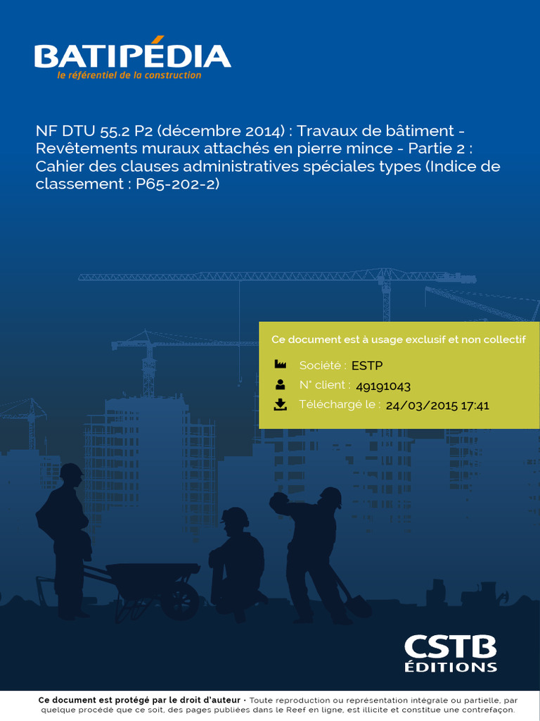 Clauses administratives NF DTU 55.2 P2 | PDF | Code de la construction ...
