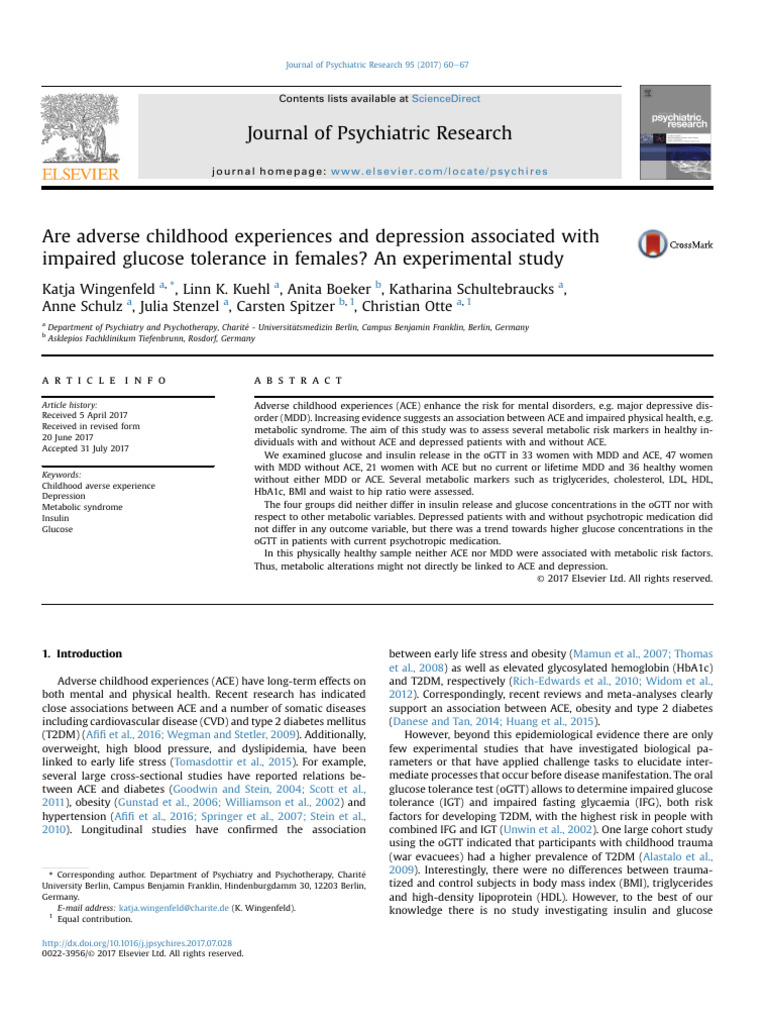 Are Adverse Childhood Experiences and Depression Associated With ...