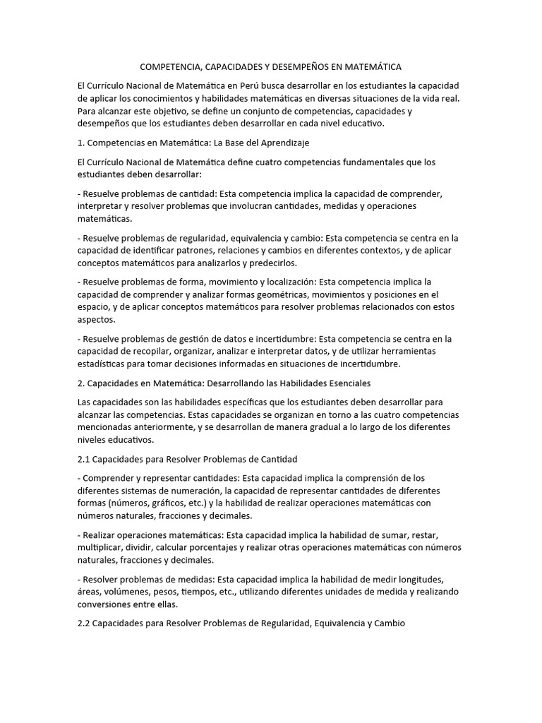 Competencias y Capacidades en Matemática | PDF | Geometría | Matemáticas