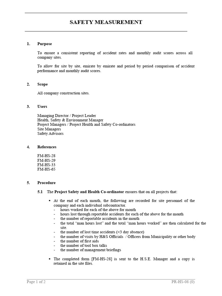 PR-HS-08 Safety Measurement | PDF | Safety