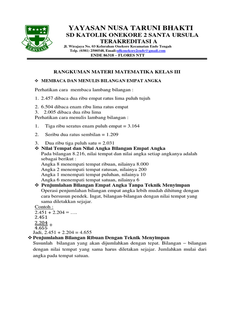 Rangkuman Matematika Kelas 3 SD | PDF | Griya & Taman | Seni