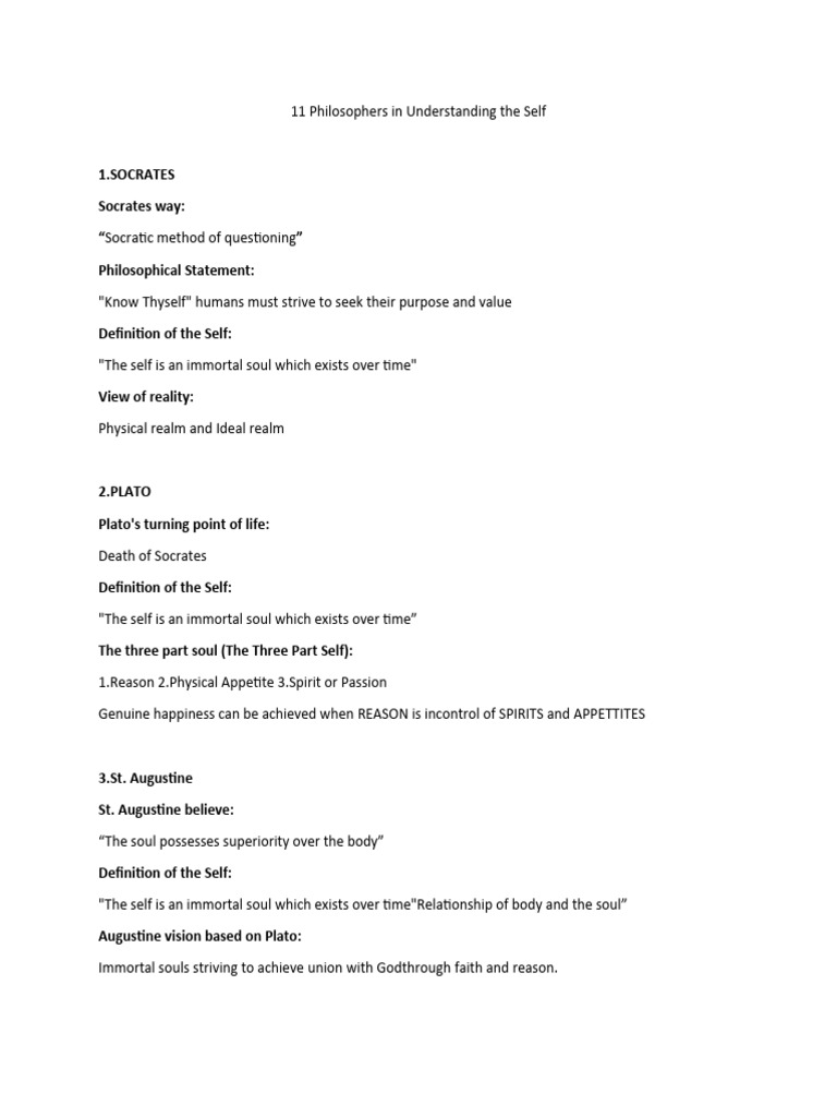 11 Philosophers on Understanding the Self | PDF | Philosophy Of Self | Soul