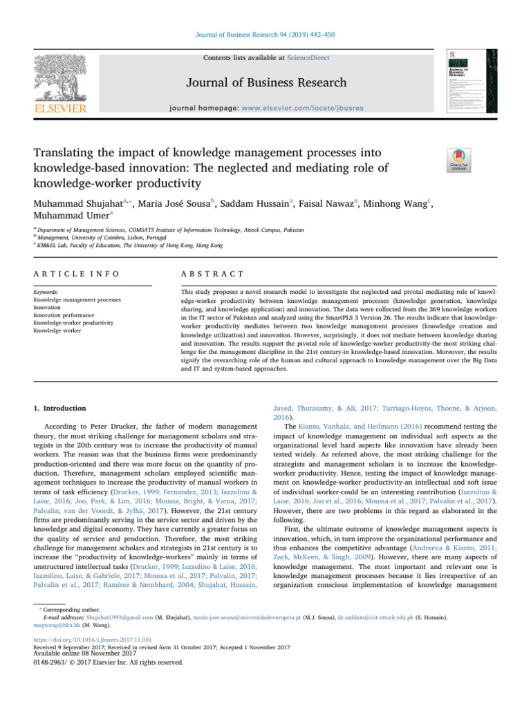 Knowledge Management and Innovation Productivity | PDF | Knowledge ...