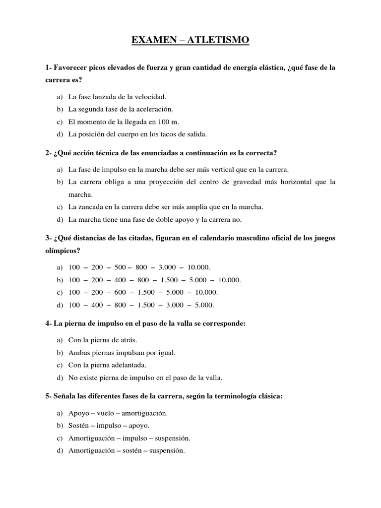 Wuolah Free Examen Atletismo 2 Gulag Free | PDF | Deporte del atletismo