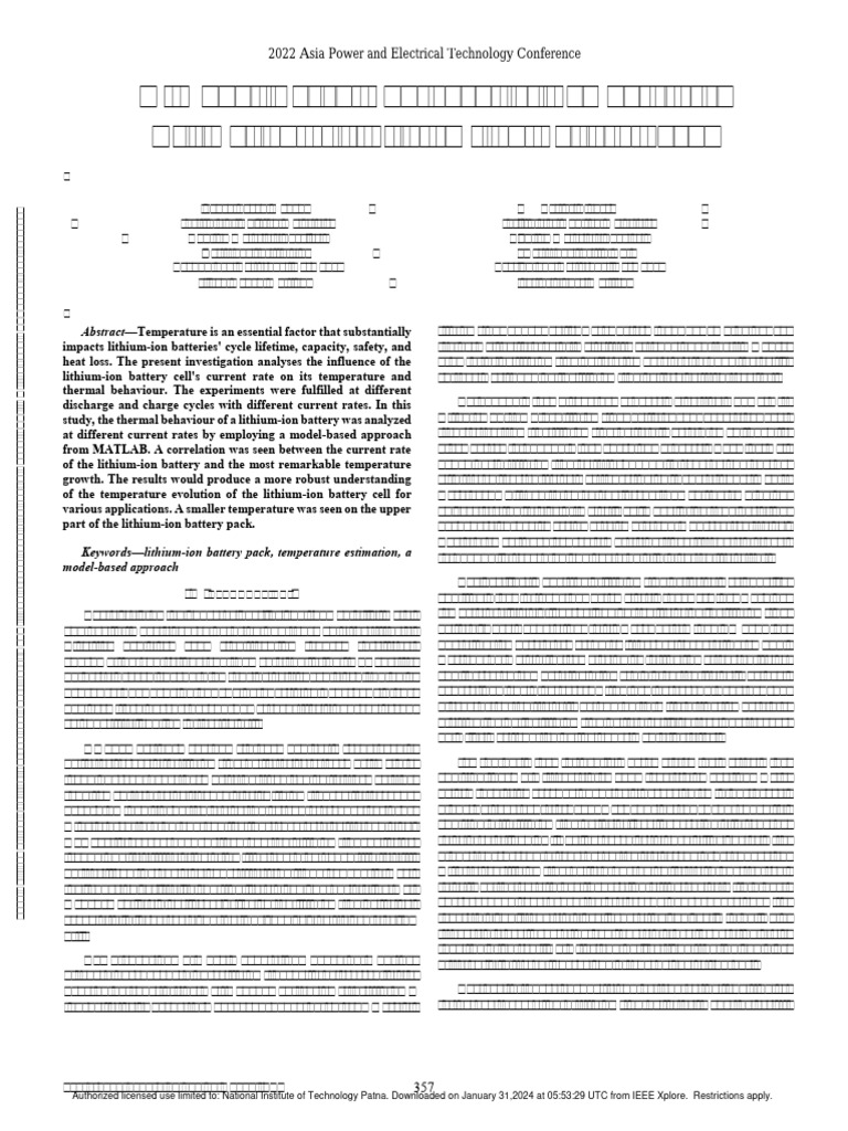 Temperature Estimation in Lithium-ion Batteries | PDF | Lithium Ion ...