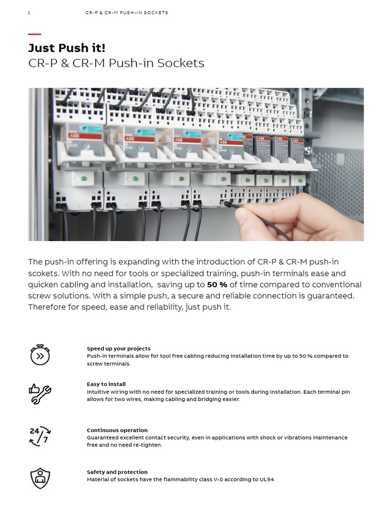 1SAC200269W0001 A CR-P CR-M Push-In Sockets Brochure | PDF | Electrical ...