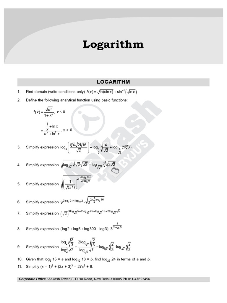 Logarithm - Question | PDF | Mathematical Concepts | Arithmetic