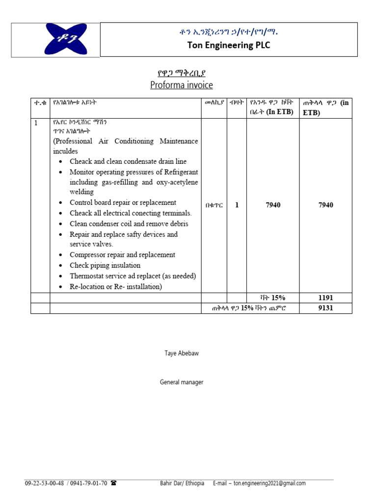 Proforma Ac Service | PDF