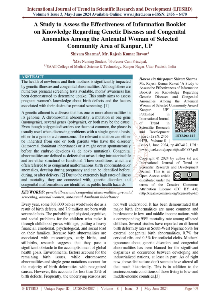 A Study To Assess The Effectiveness of Information Booklet On Knowledge ...
