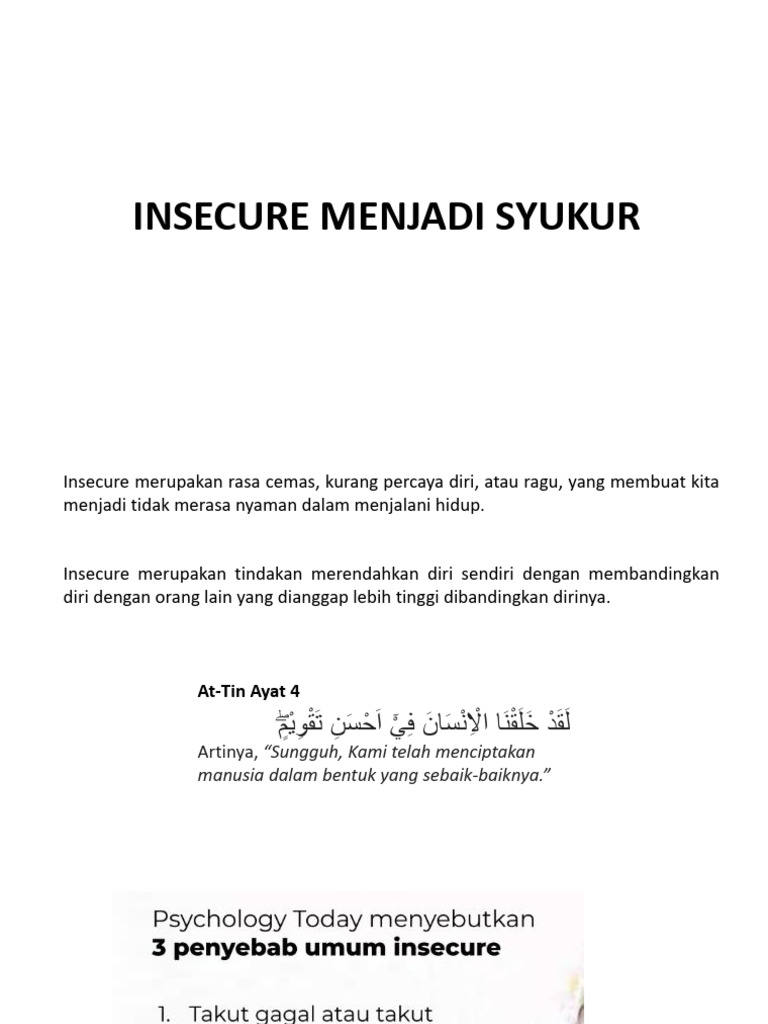 Materi Ngaji Ringkasan Insecure Menjadi Syukur | PDF