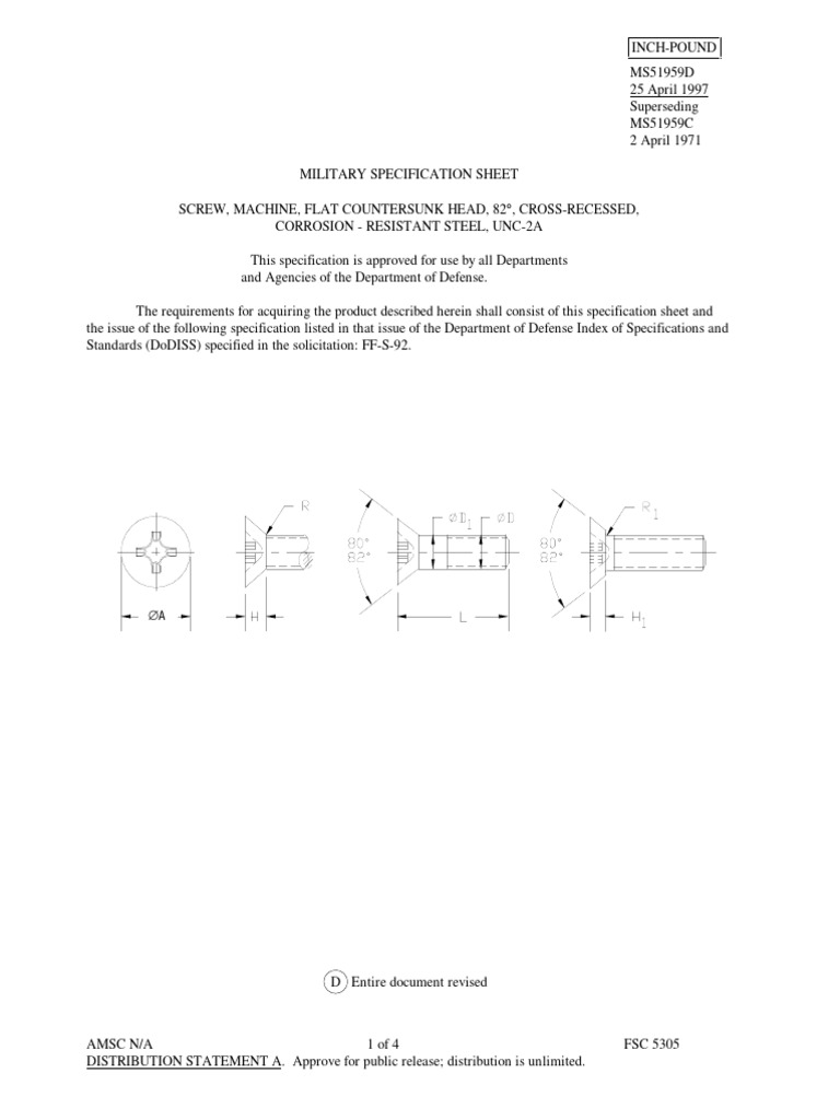 Military Specification for Machine Screws | PDF | Stainless Steel | Screw