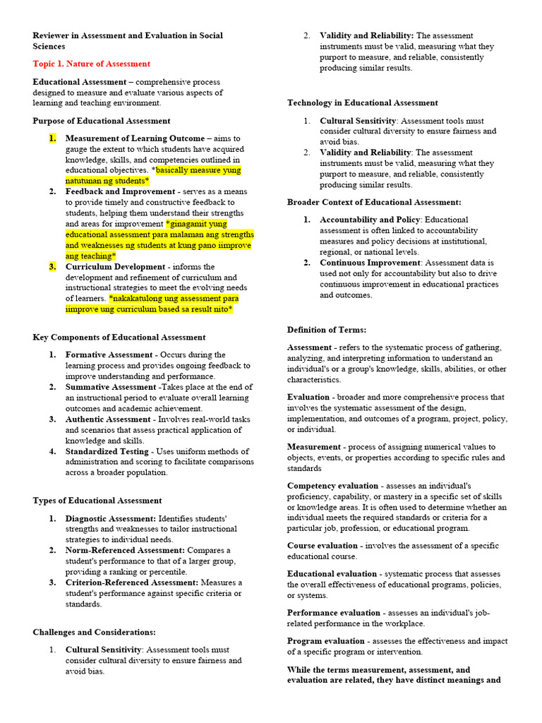 Educational Assessment Overview Guide | PDF | Educational Assessment ...