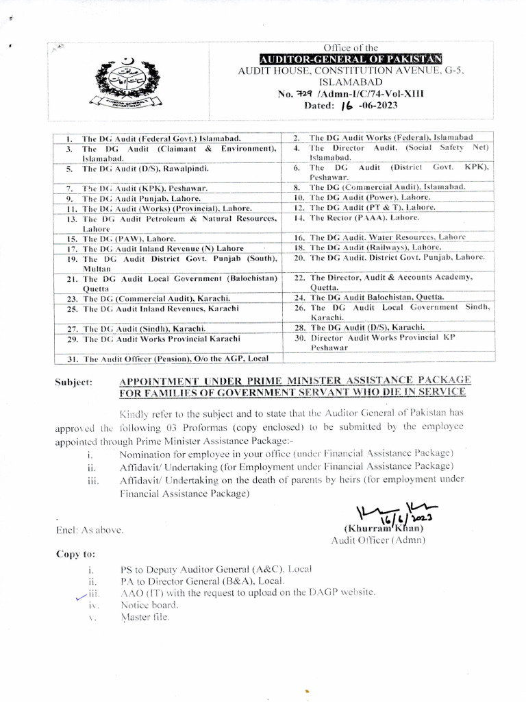 appointment-under-prime-minister-assistance-pakage-for-families-of-govt