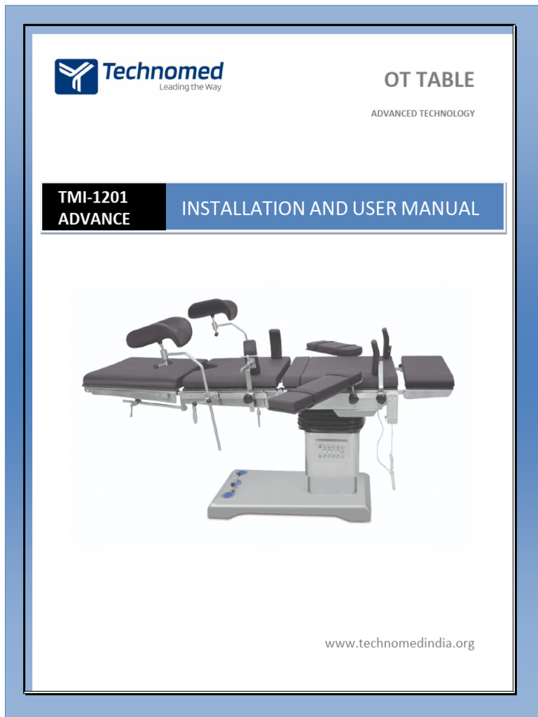 Advance 1201 OT Table Manual | PDF | Waste Management | Recycling