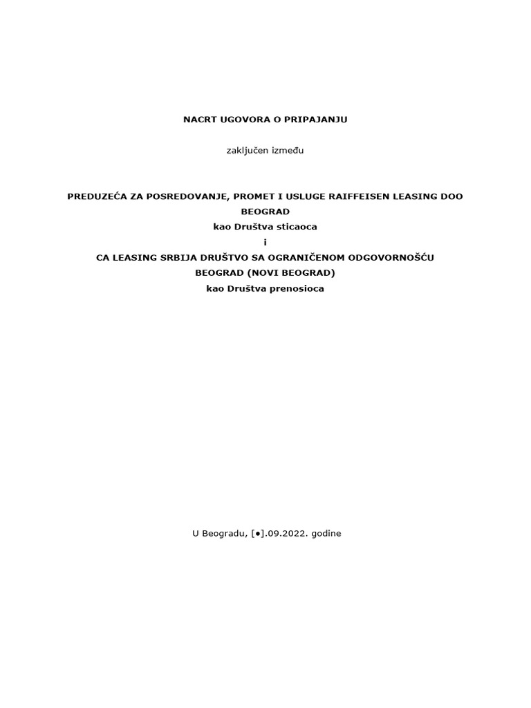 Ugovor o Pripajanju | PDF