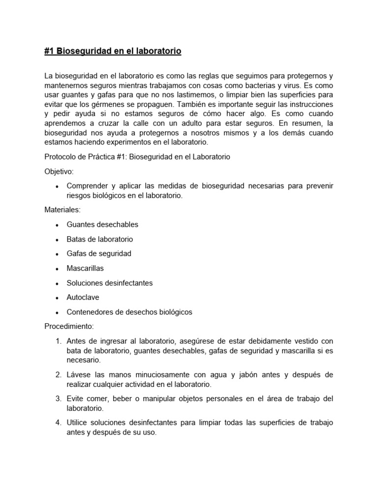 1 Bioseguridad en El Laboratorio | PDF | Microscopio | Laboratorios