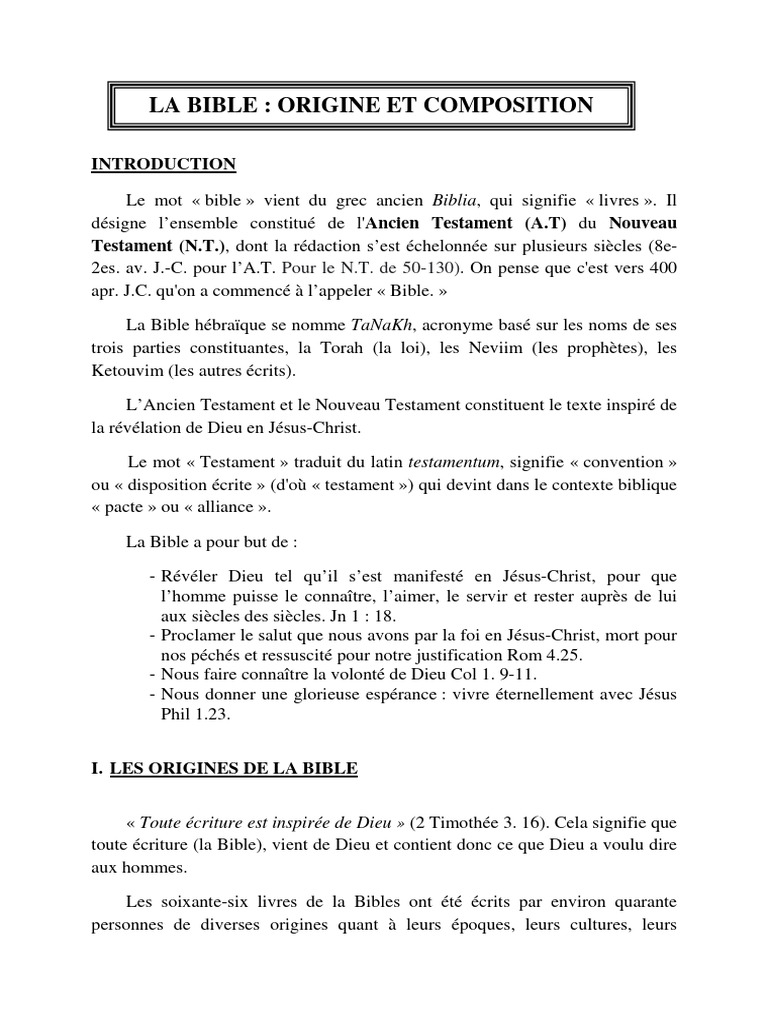 Origine et Composition de la Bible | PDF | Bible | Le gospel