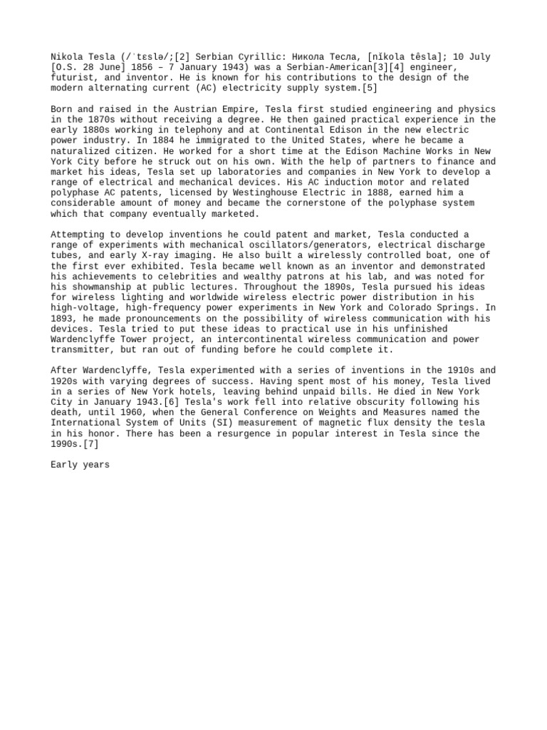 Nikola Pdf Nikola Tesla Electrical Engineering