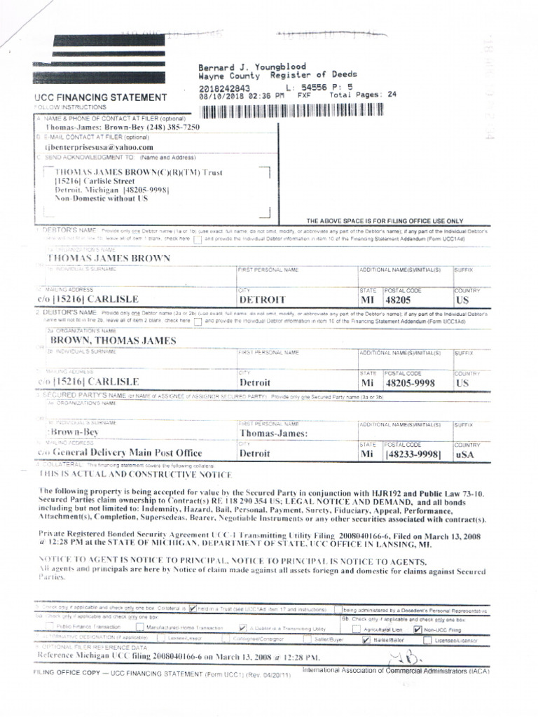Ucc1 Wayne County Filing Constructive Notice | PDF