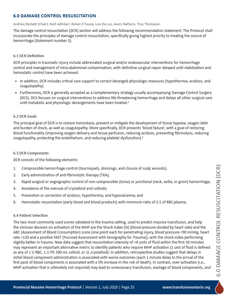2 DamageControlResusitation | PDF | Bleeding | Major Trauma