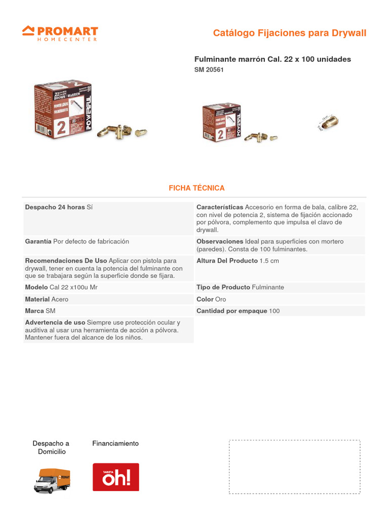 F.T Fulminante Marron Cal 22X100 Unidades | PDF