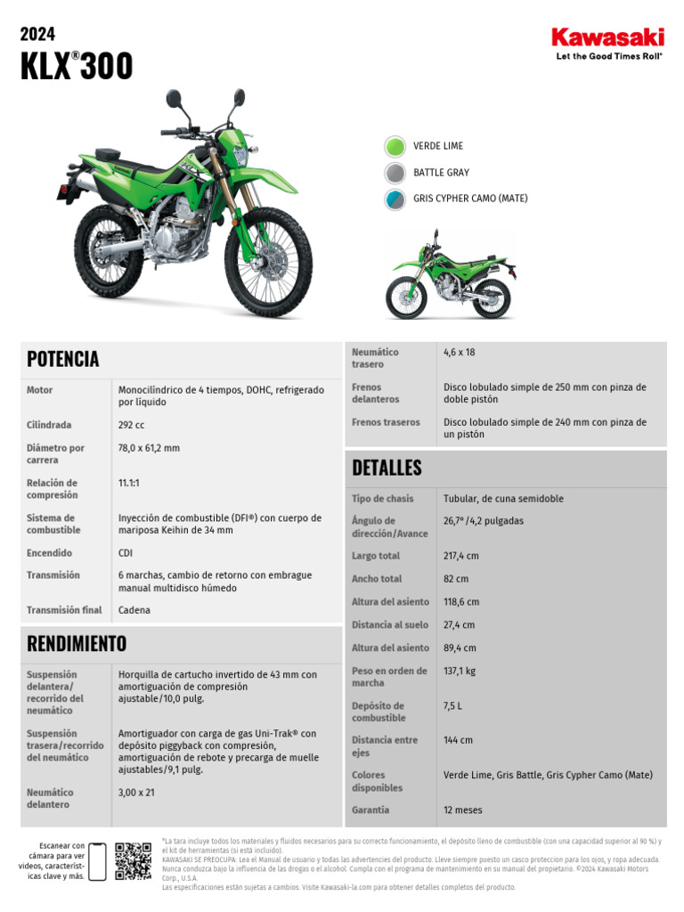 2024 KLX 300 OWNERS MANUAL PDF FREE DOWNLOAD visual data 4