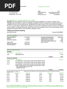 TD Business Premier Checking: MR David Wilson 167 Avenue Nw. Edmonton, On T5Y 0L2