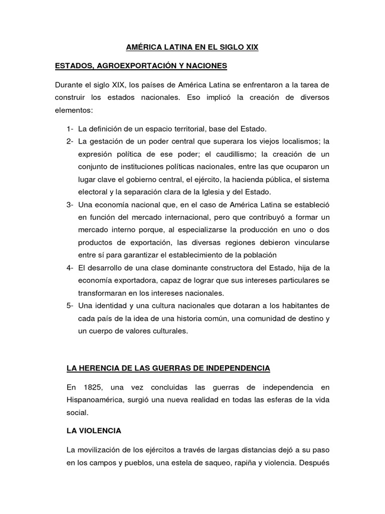 América Latina en El Siglo Xix | PDF | America latina | Esclavitud
