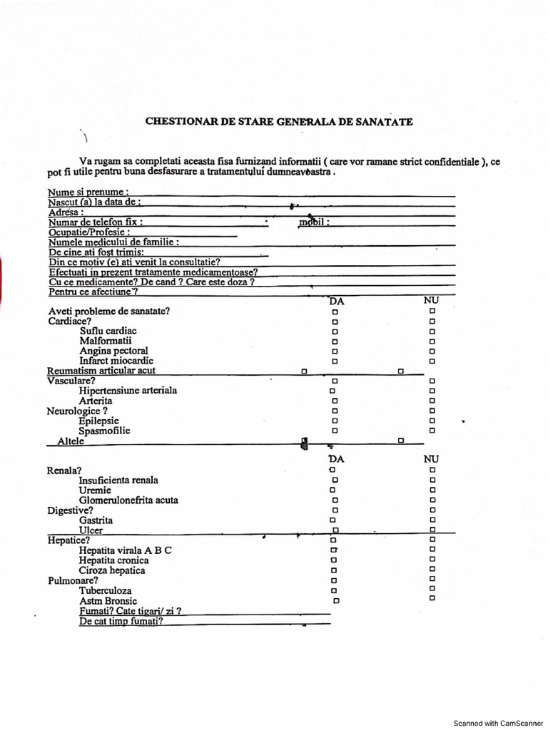 Chestionar Stare Generala | PDF
