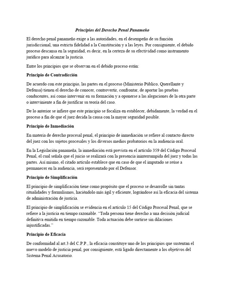 Principios del Derecho Penal Panameño | PDF | Ley procesal | Debido al ...