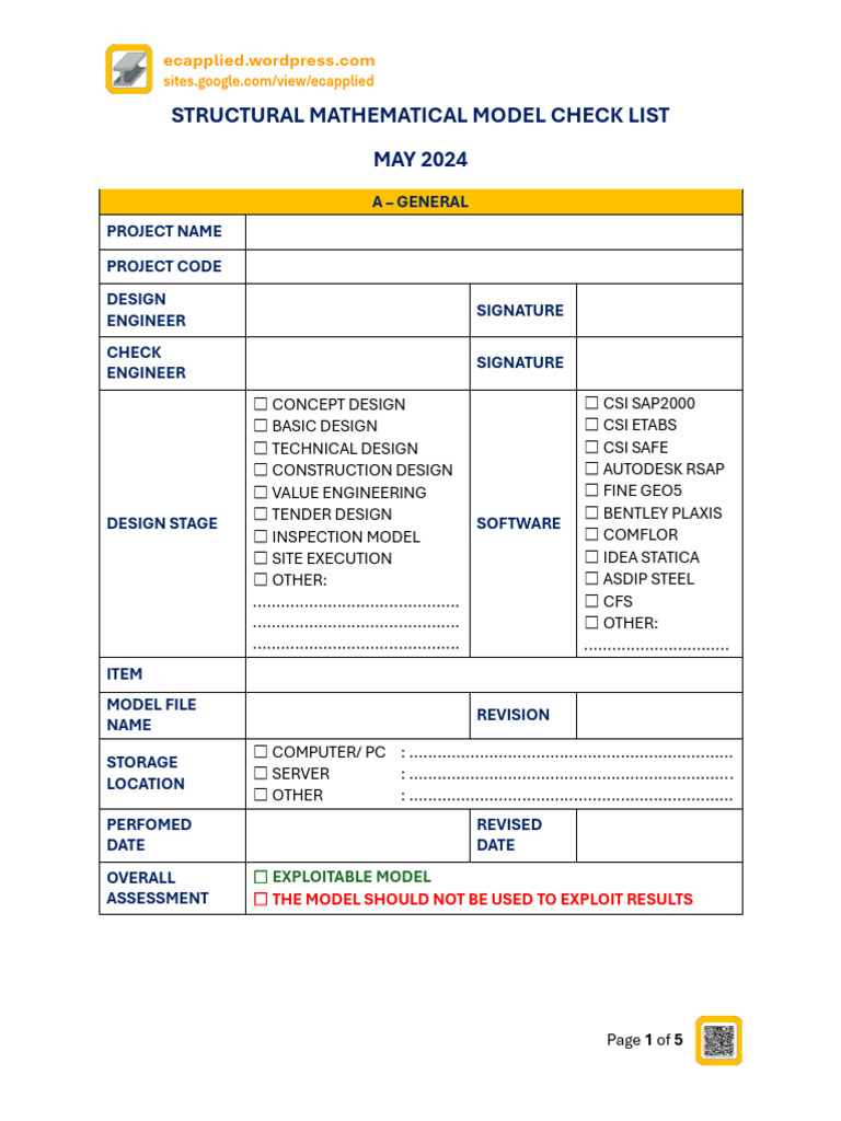 Structural Mathematical Model Checklist | PDF | Beam (Structure) | Stairs