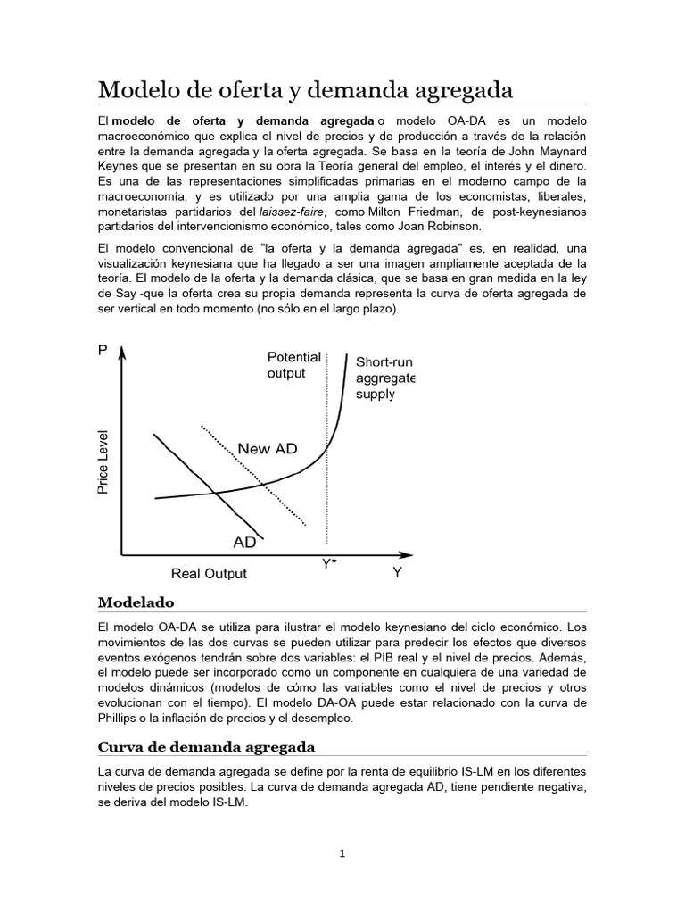 Modelo de Oferta y Demanda Agregada | PDF | Macroeconómica | Ciencias ...
