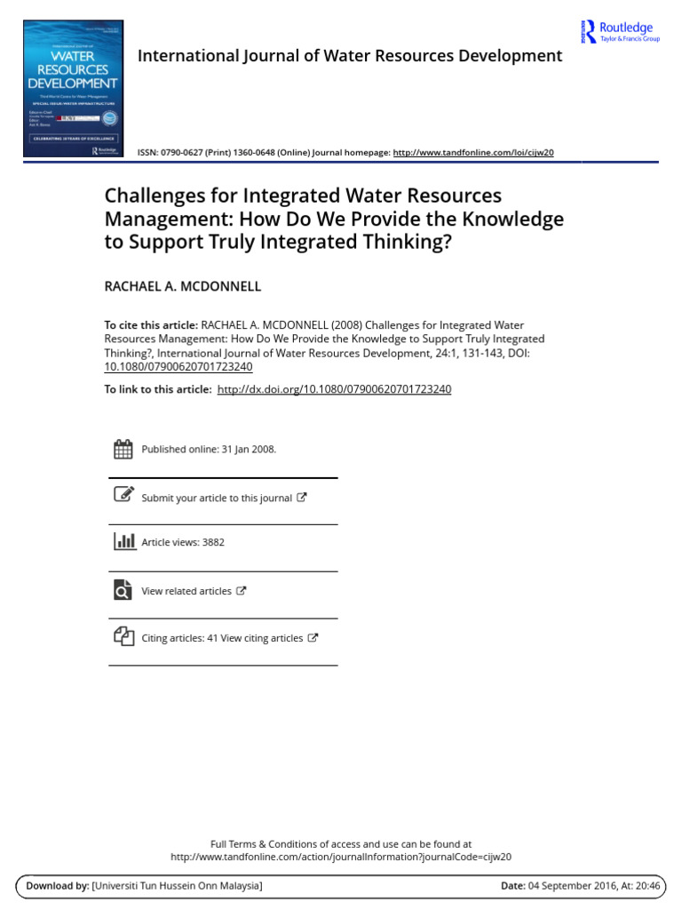 Chapter 1 Challenges For Integrated Water Resources Management How Do ...