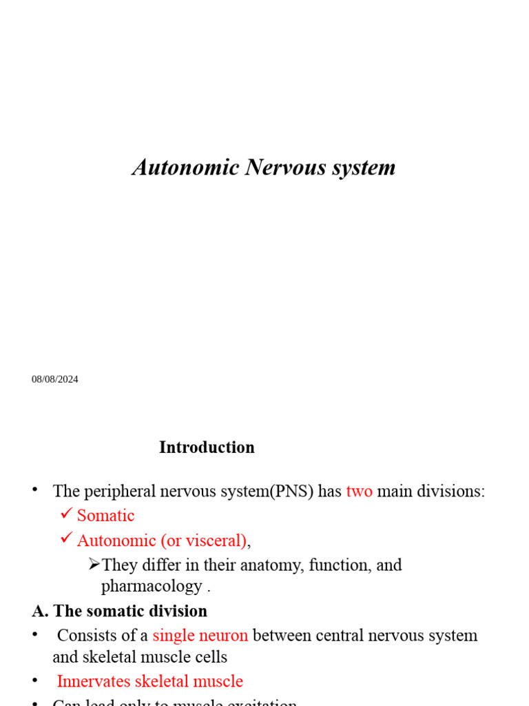 Autonomic Nervous System Overview | PDF | Acetylcholine | Autonomic ...