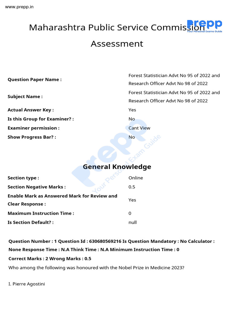MPSC Group B 2024 Question Paper PDF | PDF