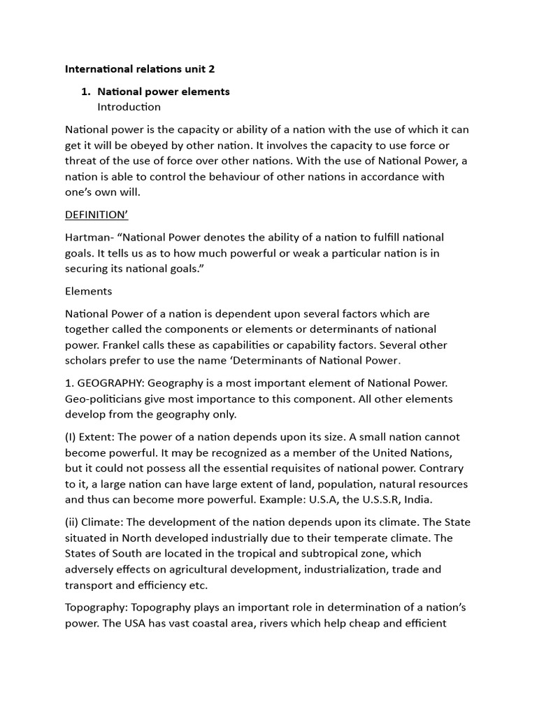 International Relations Unit 2 | PDF | Earth Sciences