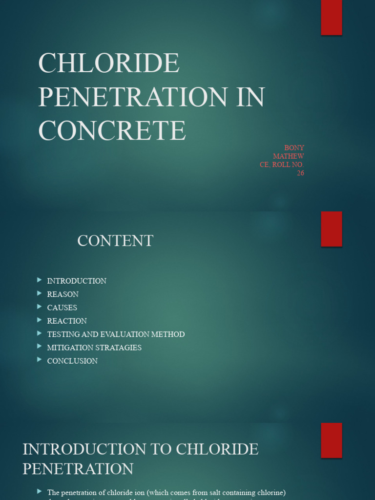 Chloride Penetration in Concrete PDF | PDF | Concrete | Corrosion