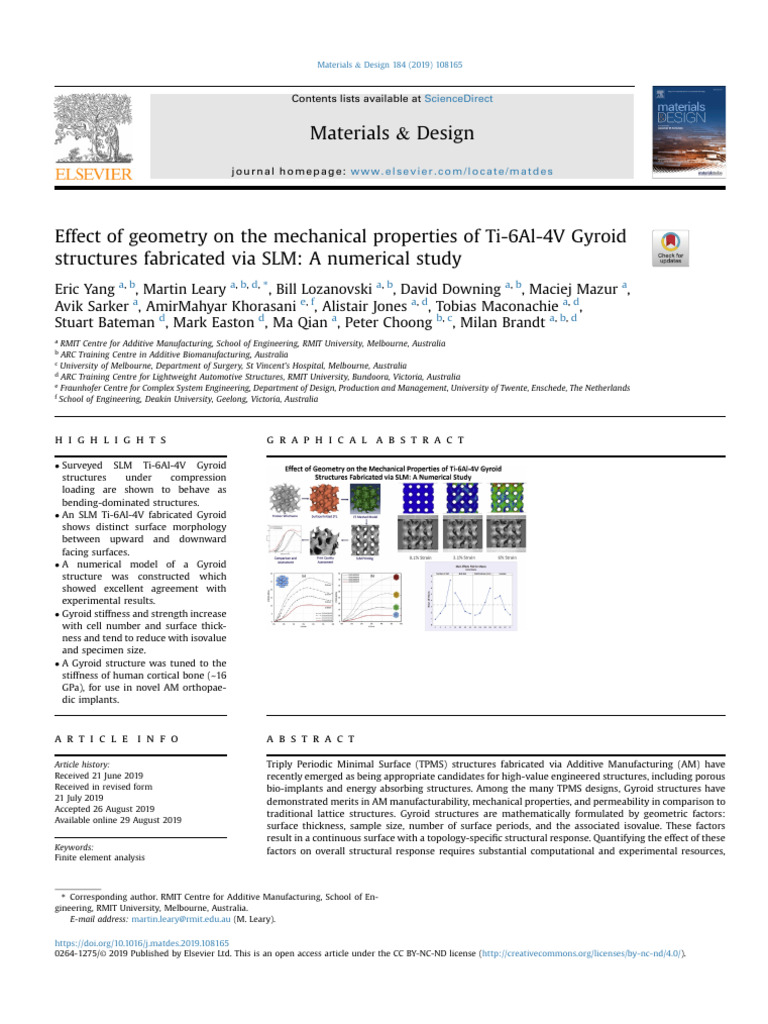 Effect of Geometry On The Mechanical Properties of Ti-6Al-4V Gyroid ...