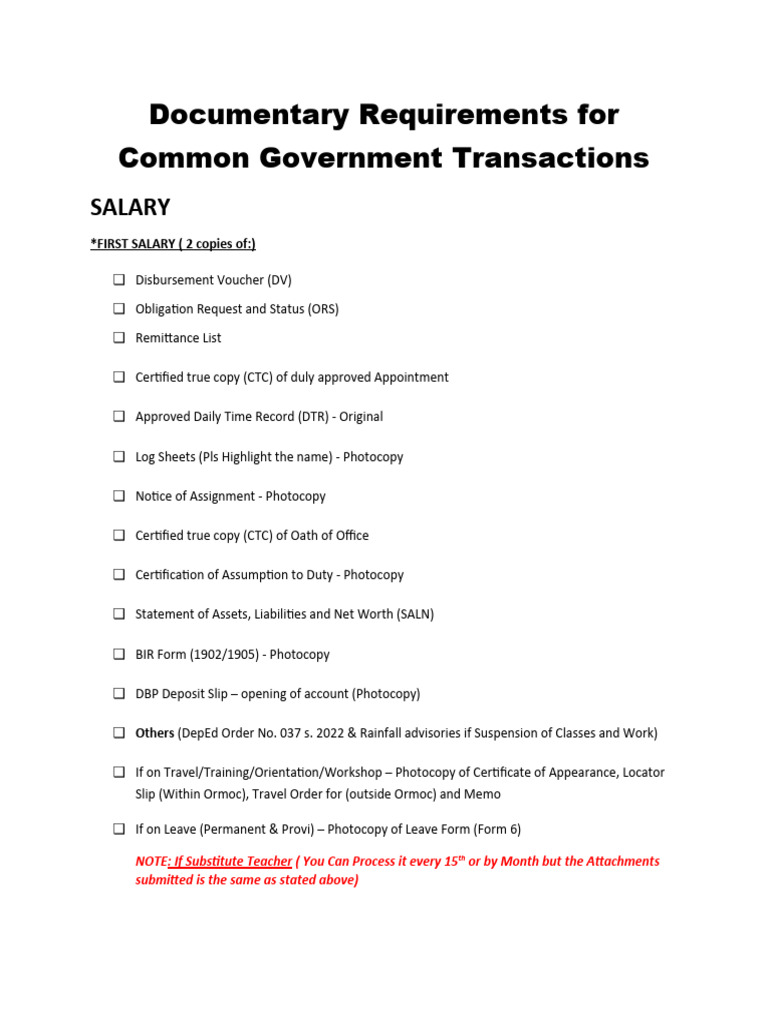 Government Salary Documentation Guide | PDF | Payroll | Paycheck