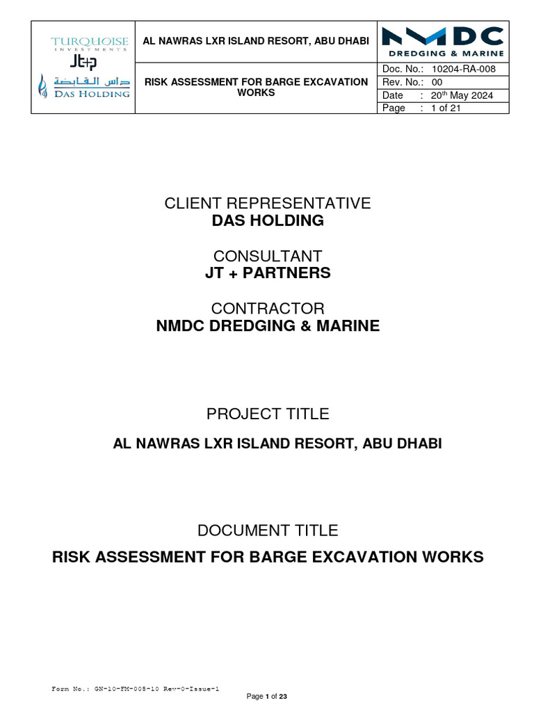 Barge Excavation Risk Assessment Guide | PDF | Hazards | Risk