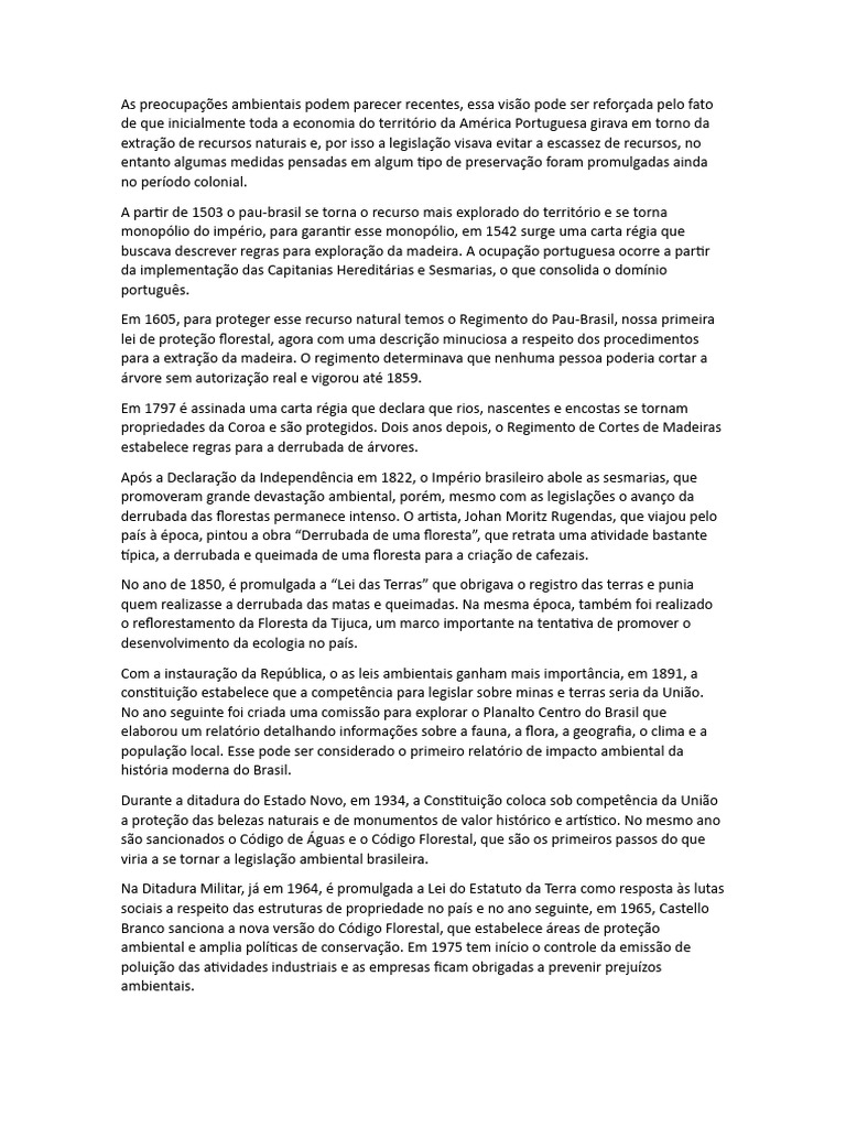 Evolução da Legislação Ambiental no Brasil | PDF | Direito Ambiental ...