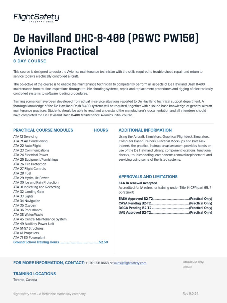 DHC-8-400 Avionics Training Course | PDF | Avionics | Simulation