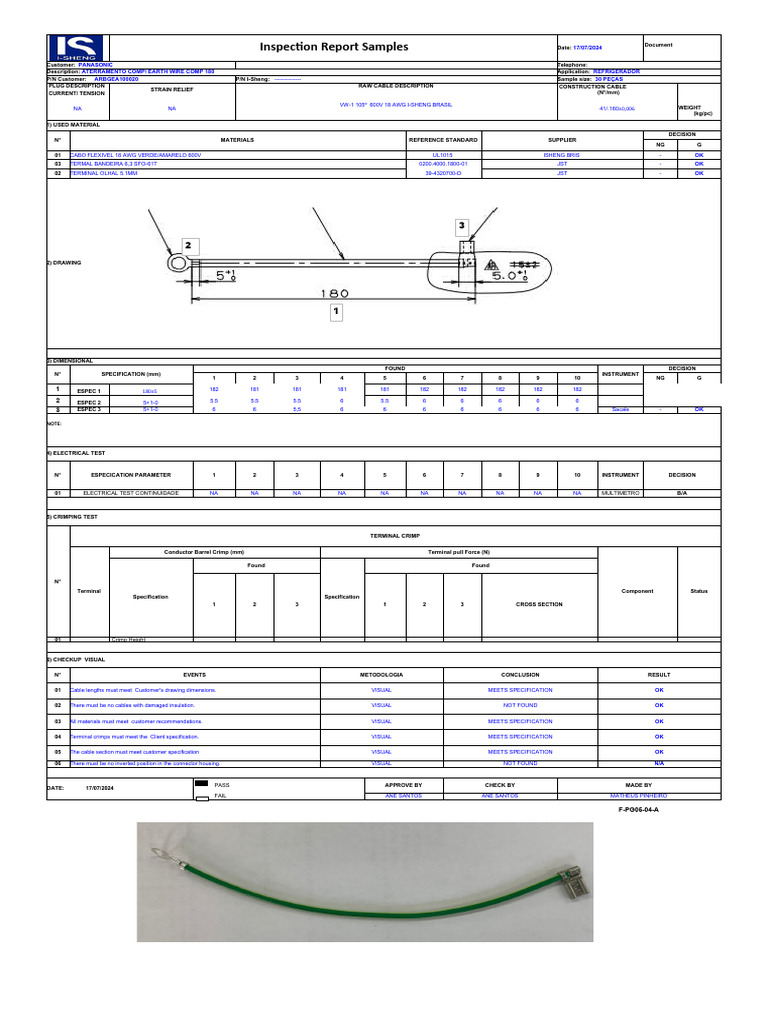 Electrical Inspection Report Samples | PDF | Electrical Connector ...