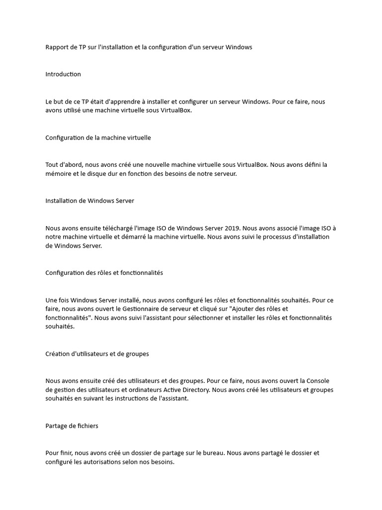 Installation et configuration serveur Windows | PDF | Maison et jardin ...