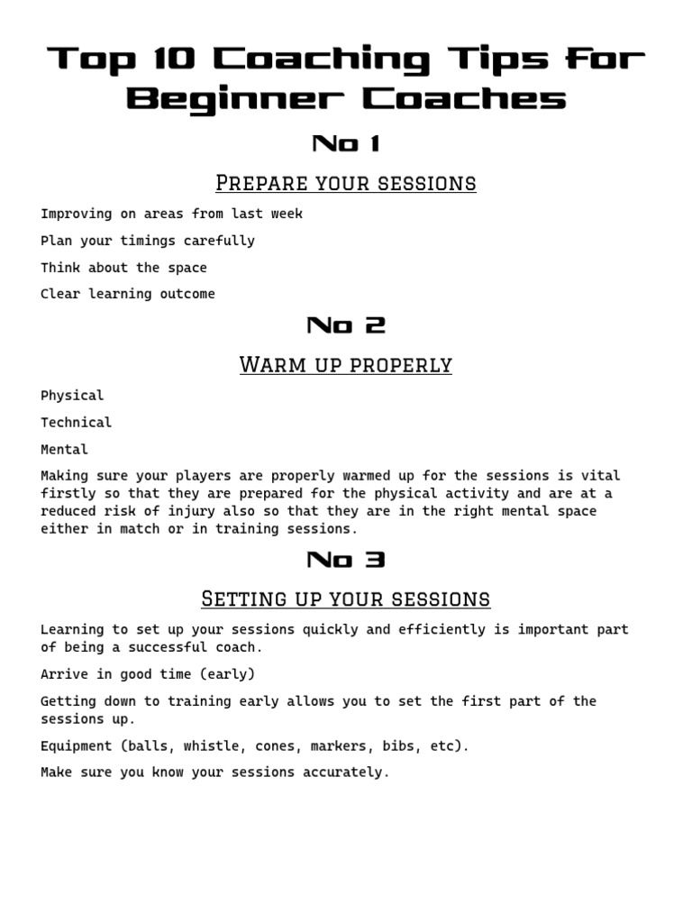 Top 10 Coaching Tips For Beginner Coaches | PDF | Learning | Communication