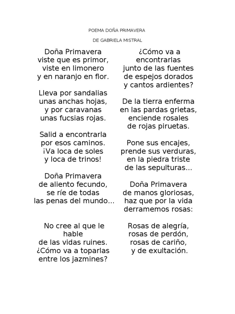 Poema Doña Primavera | PDF