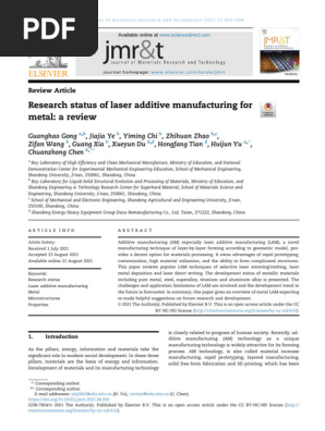 Laser Additive Manufacturing Review | PDF | 3 D Printing | Sintering