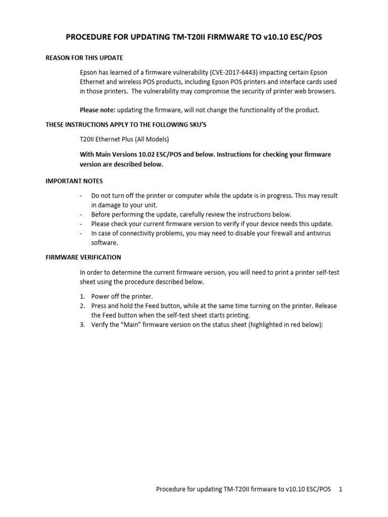TM-T20II Firmware Update Guide v10.10 | PDF | Point Of Sale | Printer ...