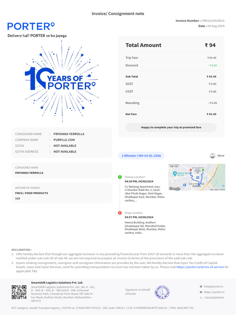 Invoice for Consignment Services | PDF